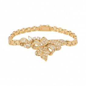 Yellow Gold Diamond Set Bow Bracelet